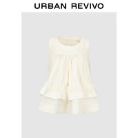URBAN REVIVO 女士少女感多层荷叶边无袖衬衫 UWL240037