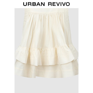 URBAN REVIVO 女士少女感多层荷叶边无袖衬衫 UWL240037 象牙白 XL