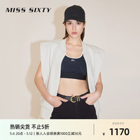 MISS SIXTY2024春季卫衣女气质V领坎肩袖拉链宽松叠穿运动风 灰白 XS