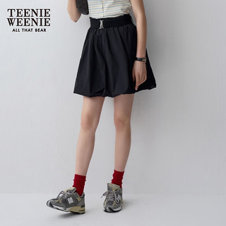 Teenie Weenie小熊2024年夏季高腰花苞短裙蓬蓬裙公主裙少女感 黑色 155/XS