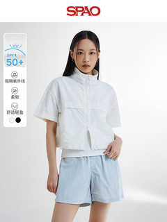 SPAO韩国同款2024年春夏女士UPF50+防晒短袖外套SPJJE25G02 白色 160/84A/S