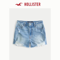 HOLLISTER24春夏辣妹宽松高腰浅色牛仔破洞短裤 女 356724-1 撕裂款，中度水洗 8 (165/74A)