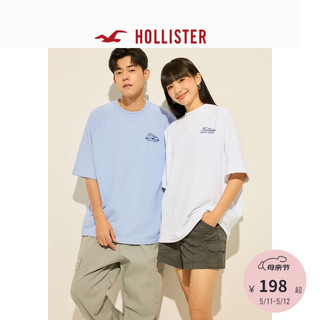 HOLLISTER24夏美式印花宽松短袖T恤男女装KI322-4087 浅蓝色 XXL (185/124A)
