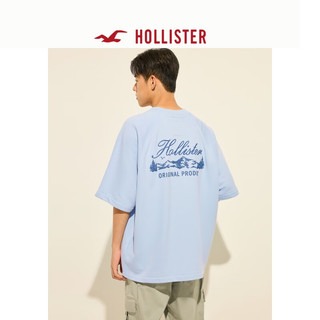 HOLLISTER24夏美式印花宽松短袖T恤男女装KI322-4087 浅蓝色 XXL (185/124A)