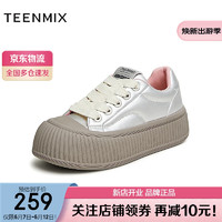 TEENMIX 天美意 2024春休闲活力饼干鞋板鞋女休闲鞋BF762AM4 银色 35