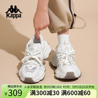 KAPPA卡帕女鞋运动老爹鞋子女夏季厚底透气跑步鞋软底百搭休闲鞋潮 经典白（透气款） 40