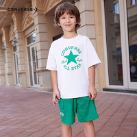 匡威（Converse）儿童套装男童T恤短袖短裤2024夏季薄款女童夏装中大童运动2件套 深薄荷 130/64