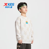 特步（XTEP）男童卫衣春季运动衫春装中大童上衣套头卫衣 香草白/珍珠白 160cm