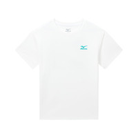 美津浓（MIZUNO）儿童短袖T恤2024夏季透气宽松休闲舒适男中大童 白色 （TX24230069） 130cm