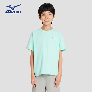 美津浓（MIZUNO）儿童短袖T恤2024夏季透气宽松休闲舒适男中大童 绿色 （TX24230069） 150cm