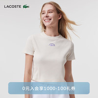 法国拉科斯特 LACOSTE夏日系列女装24年夏季女士T恤圆领短袖T恤TF8172 XFJ/奶油白 38 /165
