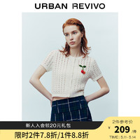 UR2024夏季新款女装时尚法式镂空肌理感短袖针织衫UWU940115 米白
