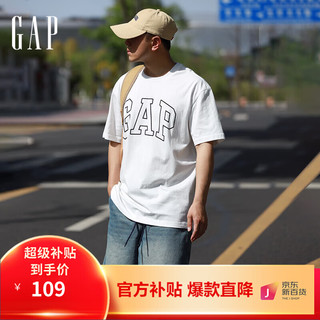 Gap 盖璞 男装2024夏新款撞色logo圆领短袖T恤纯棉上衣544465 白色 185/108A(XXXL) 亚洲尺码