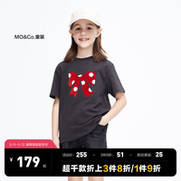 little MO&Co.抑菌 little moco童装女童纯棉蝴蝶结短袖T恤KBC3TEE034 深灰色2 130/60