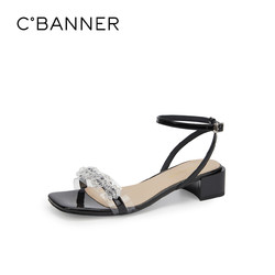 C.BANNER 千百度 女鞋夏季新款甜美一字带凉鞋浪漫仙女风法式凉鞋舒适