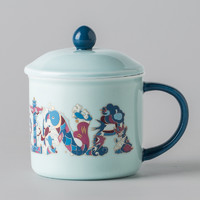 红官窑 茶杯套装国潮风水杯带盖中式马克杯大容量个人专用陶瓷杯醴陵瓷器 CHINA