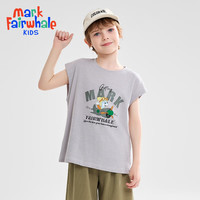马克华菲男童无袖背心t恤2024儿童夏装男孩潮童装韩范纯棉jz 灰色 150