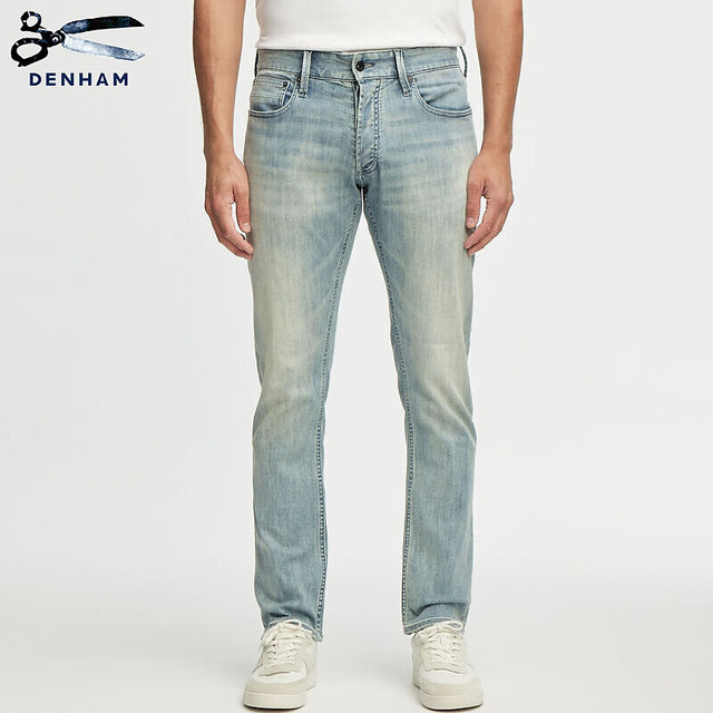 DENHAM 2024夏季FREEMOVE高弹力轻薄舒爽做旧水洗直筒剪刀牛仔裤RIDGE 蓝色 32