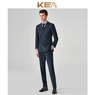 KEA春夏季英伦风猫眼纹西服套装男修身商务新郎结婚礼服双排扣西装 墨绿色单排扣-两件套 175/92A(48A)