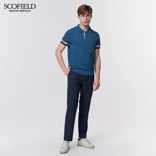 Scofield男春秋季时尚休闲潮流舒适短袖套头毛衣 蓝色 175