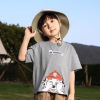 汪汪队立大功汪汪队男童短袖t恤夏装2024儿童卡通上衣夏季男孩打底衫半袖 灰色0190 140CM