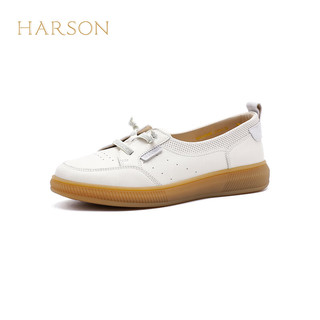 哈森2024春季休闲小白鞋女透气舒适单鞋护士鞋HC246107