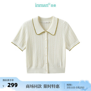 茵曼（INMAN）复古镂空针织衫2024夏季女装短袖薄款上衣 白色 XL