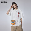 古由卡（GUUKA）xAGAHO联名小熊休闲短袖T恤男夏潮 多色童趣纯棉上衣宽松 白色F4643 L