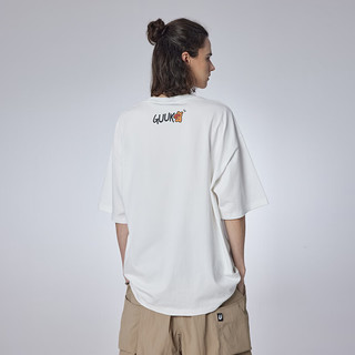古由卡（GUUKA）xAGAHO联名创意休闲短袖T恤男夏潮 多色童趣纯棉上衣宽松 白色F4643 XS
