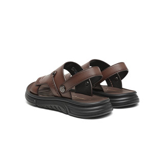 红蜻蜓沙滩鞋2024夏季舒适软底防滑透气老人凉鞋 WTT24124棕色44