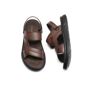 红蜻蜓沙滩鞋2024夏季舒适软底防滑透气老人凉鞋 WTT24124棕色39