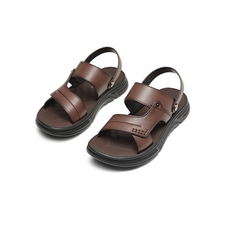 红蜻蜓 沙滩鞋2024夏季舒适软底防滑透气老人凉鞋 WTT24124棕色38