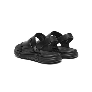 红蜻蜓沙滩鞋2024夏季舒适软底防滑透气老人凉鞋 WTT24124黑色43