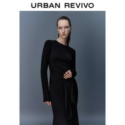 URBAN REVIVO UR2024春季新款女装设计感修身绑结连衣裙UWG740002