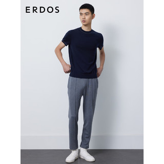 ERDOS 精纺套衫圆领短袖细夹条设计时尚舒适商务通勤男针织衫 藏蓝 180/100A/XL