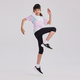 安德玛（Under Armour）童装2024年夏季新款儿童短袖T恤弹力吸湿速干女大童上衣T恤