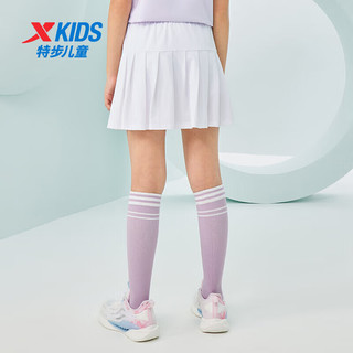 特步儿童童装女童夏季速干裤短裙透气运动百褶裙 珍珠白 150cm