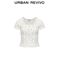 URBAN REVIVO 女士田园小清新风减龄碎花短款T恤 UWL440122