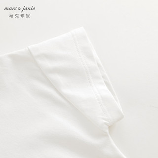 马克珍妮女童动物涂鸦宽松短袖T恤上衣夏装240778 白色 80cm