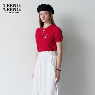 Teenie Weenie小熊2024年夏季新款镂空短袖针织薄款可爱少女感