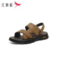 红蜻蜓沙滩鞋2024夏季男士休闲中年拖鞋户外透气防滑 WTT24105黄棕色44