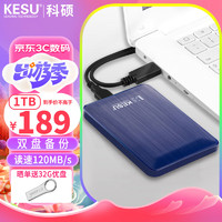 KESU 科碩 1TB 移動硬盤USB3.0雙盤備份K2518-奔放藍 2.5英寸