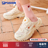 FILA 斐乐 FUSION斐乐潮牌老爹鞋女鞋休闲厚底鞋凉拖鞋BIANCO硬糖鞋子