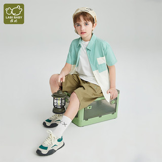 拉比（Labi Baby）童装男童裤子儿童短裤户外工装风帅气立体口袋夏季薄款 军绿 150