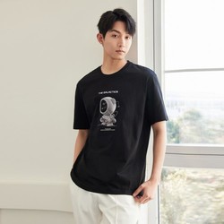GXG 24夏季时尚创意印花简约百搭圆领纯棉短袖t恤