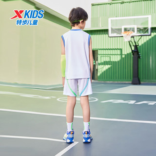 特步（XTEP）儿童童装男童透气无袖速干运动篮球比赛套装 珍珠白 130cm