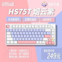 HELLO GANSS HS 高斯 75T有线蓝牙2.4G无线三模RGB插拔轴机械键盘 HS75T 烟云紫 TTC金粉V2轴