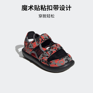adidas WATER SANDAL休闲魔术贴包头凉鞋男小童阿迪达斯轻运动 灰色/黑色/红色 28码
