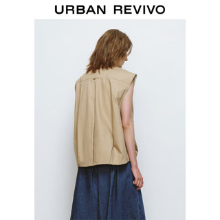 URBAN REVIVO 女装时髦小众宽松叠穿褶皱无袖马甲UWU140029