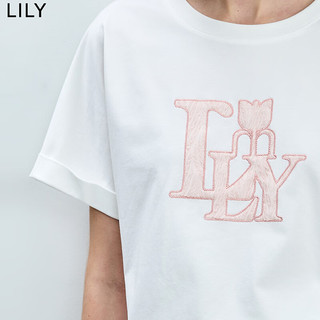 LILY2024夏季精致绣花艺术感字母时尚基础百搭休闲T恤短袖 601白色 S
